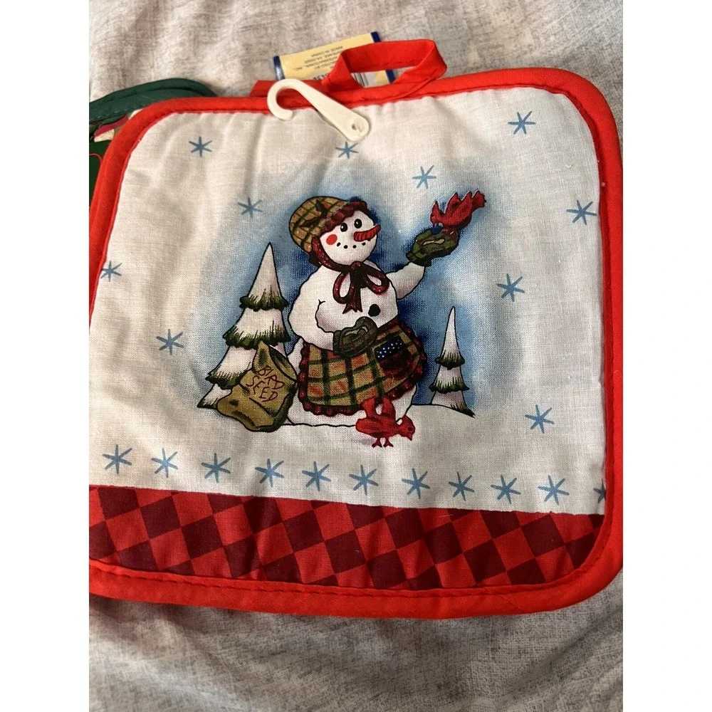 Christmas Snowman Pot Holder Traditional Snowman Pattern Set Of 4, Royal Norfolk
